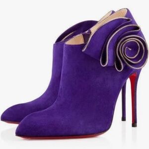 Christian Louboutin Mrs Baba 100 Ankle Boots Purple Suede Shoes